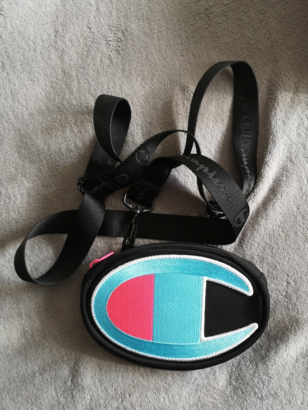 Champion Mini Crossbody Bag Large Embroidered Logo on Front Adjustable Strap